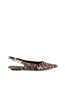 Alana Slingback Flats  - Leopard Satin