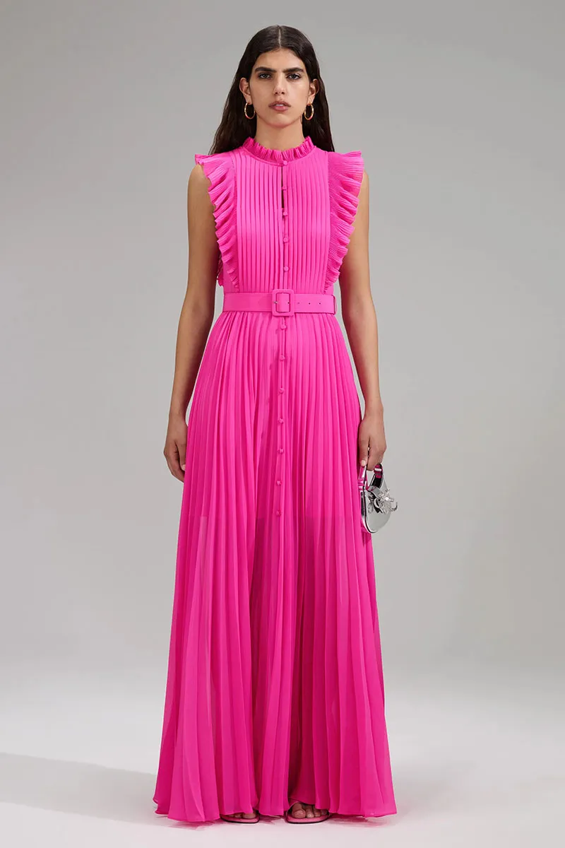 Aries Pleated Graceful Maxi Dress