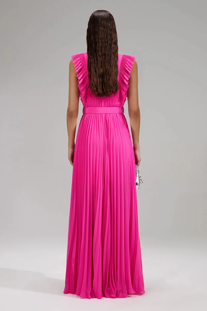 Aries Pleated Graceful Maxi Dress