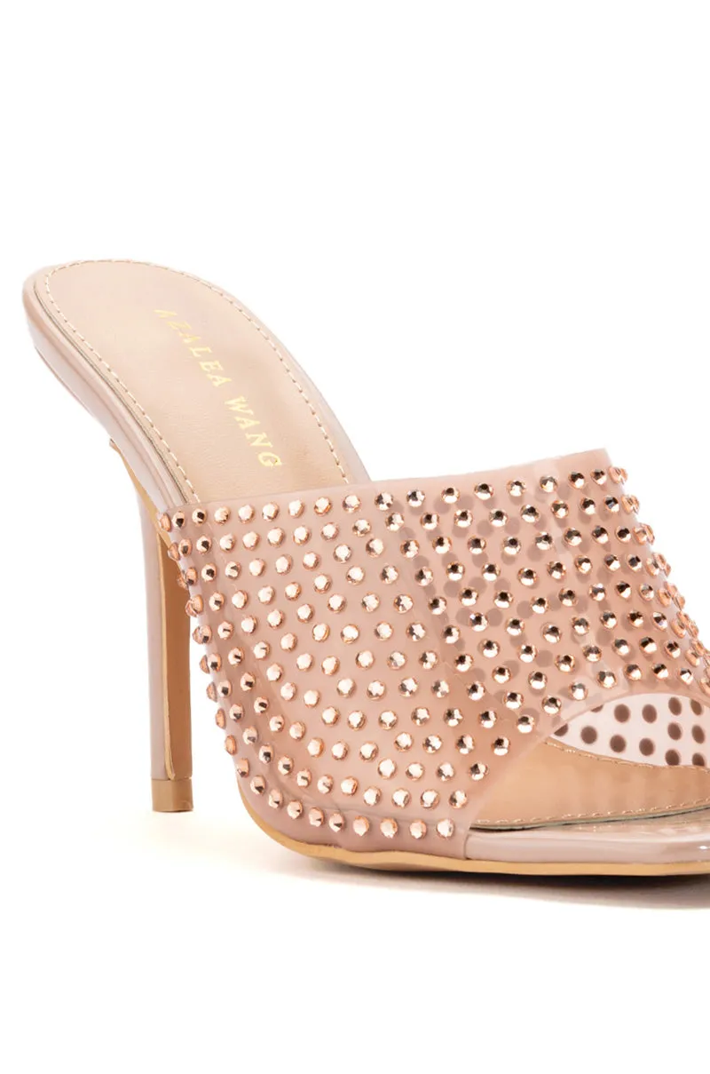 AZALEA WANG JODIE EMBELLISHED NUDE MULE