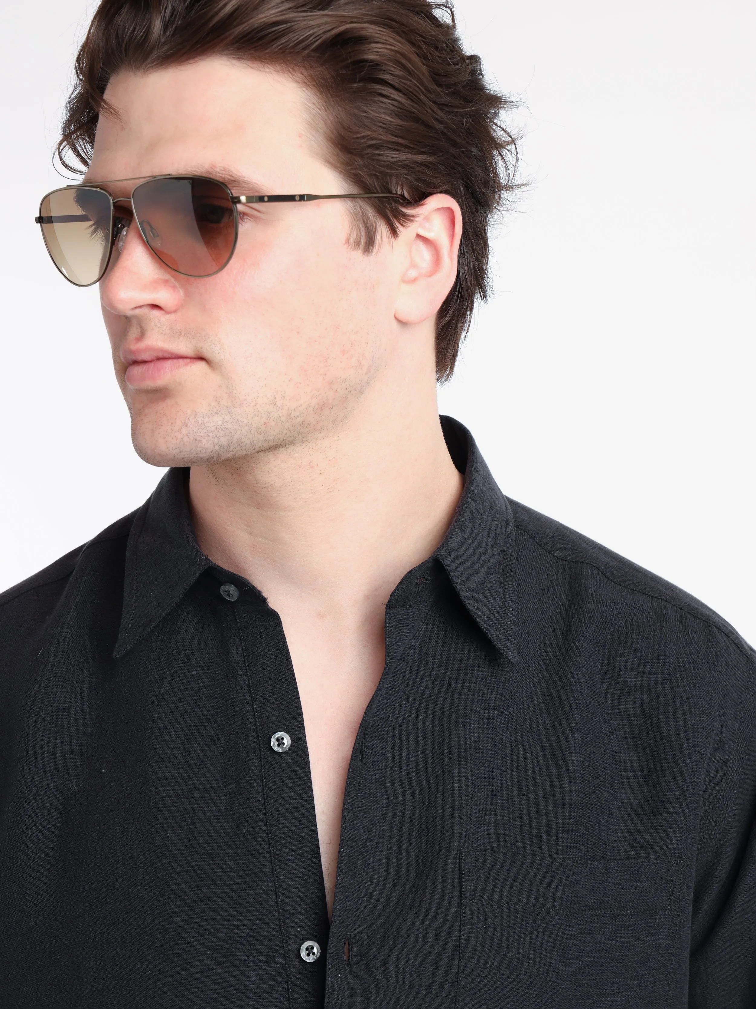 Black Silk-Linen Shirt