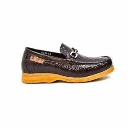 British Walkers Chain Men's Brown Crocodile Leather Slip On Loafers