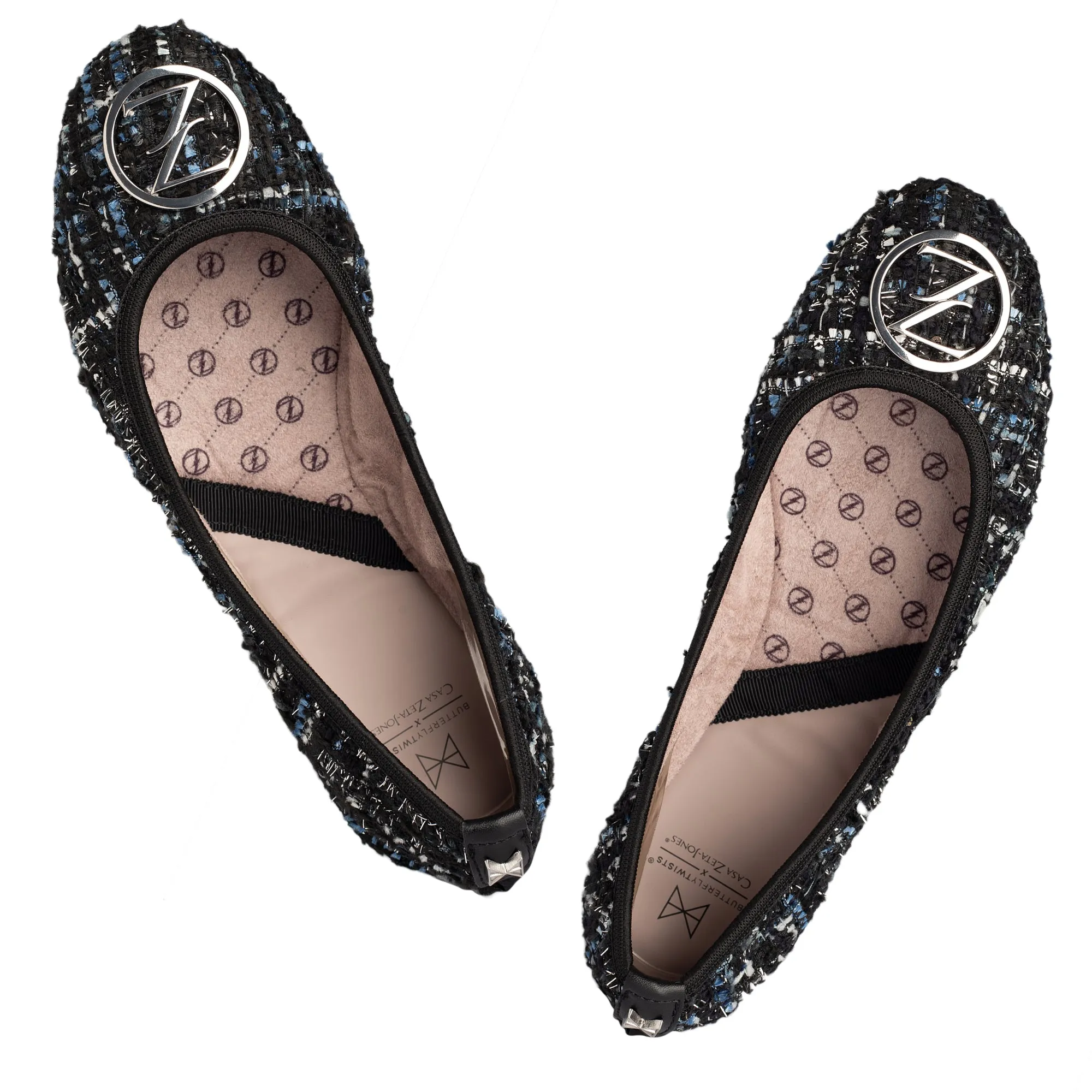 CATHERINE Ballet Flat Shoes - Black Tweed