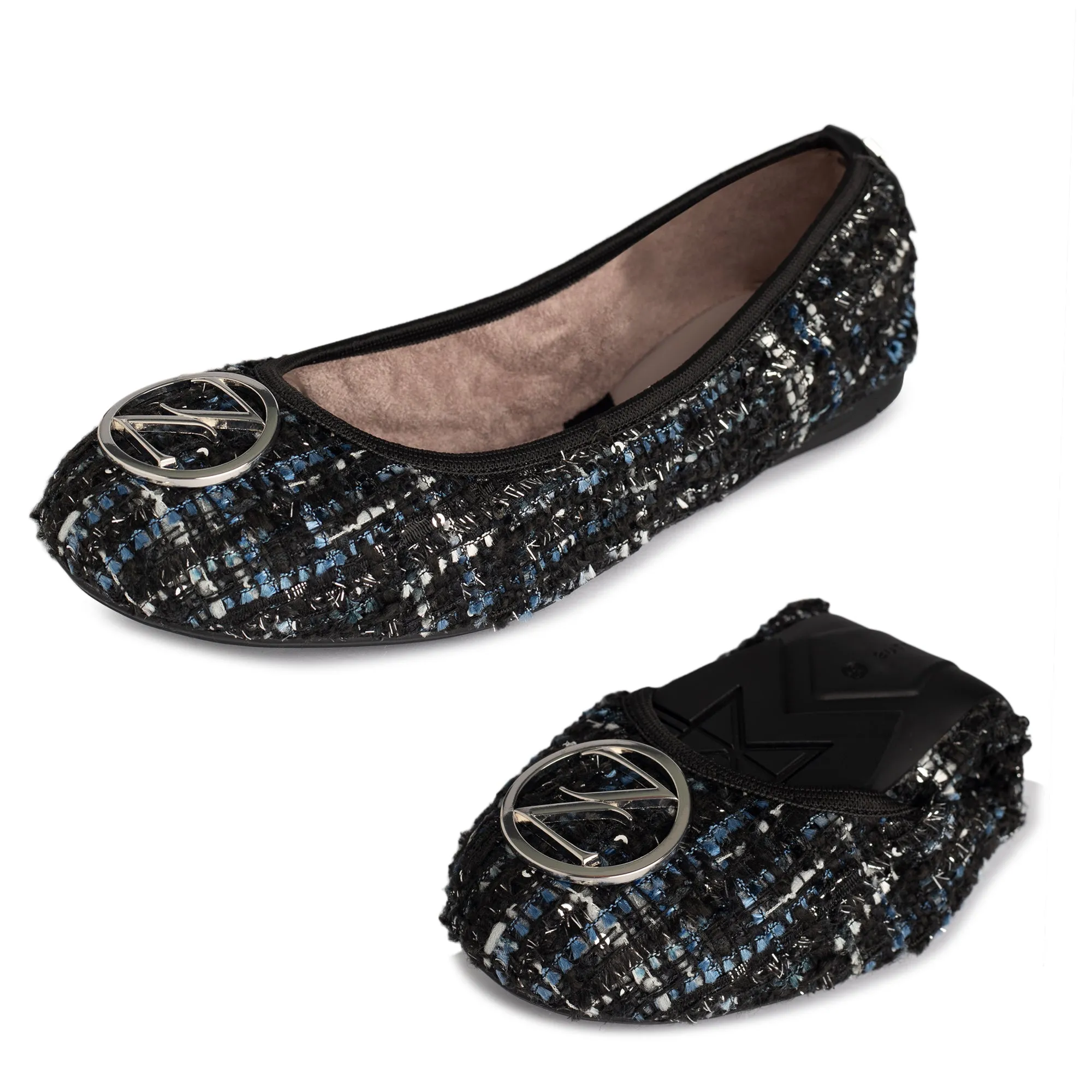 CATHERINE Ballet Flat Shoes - Black Tweed