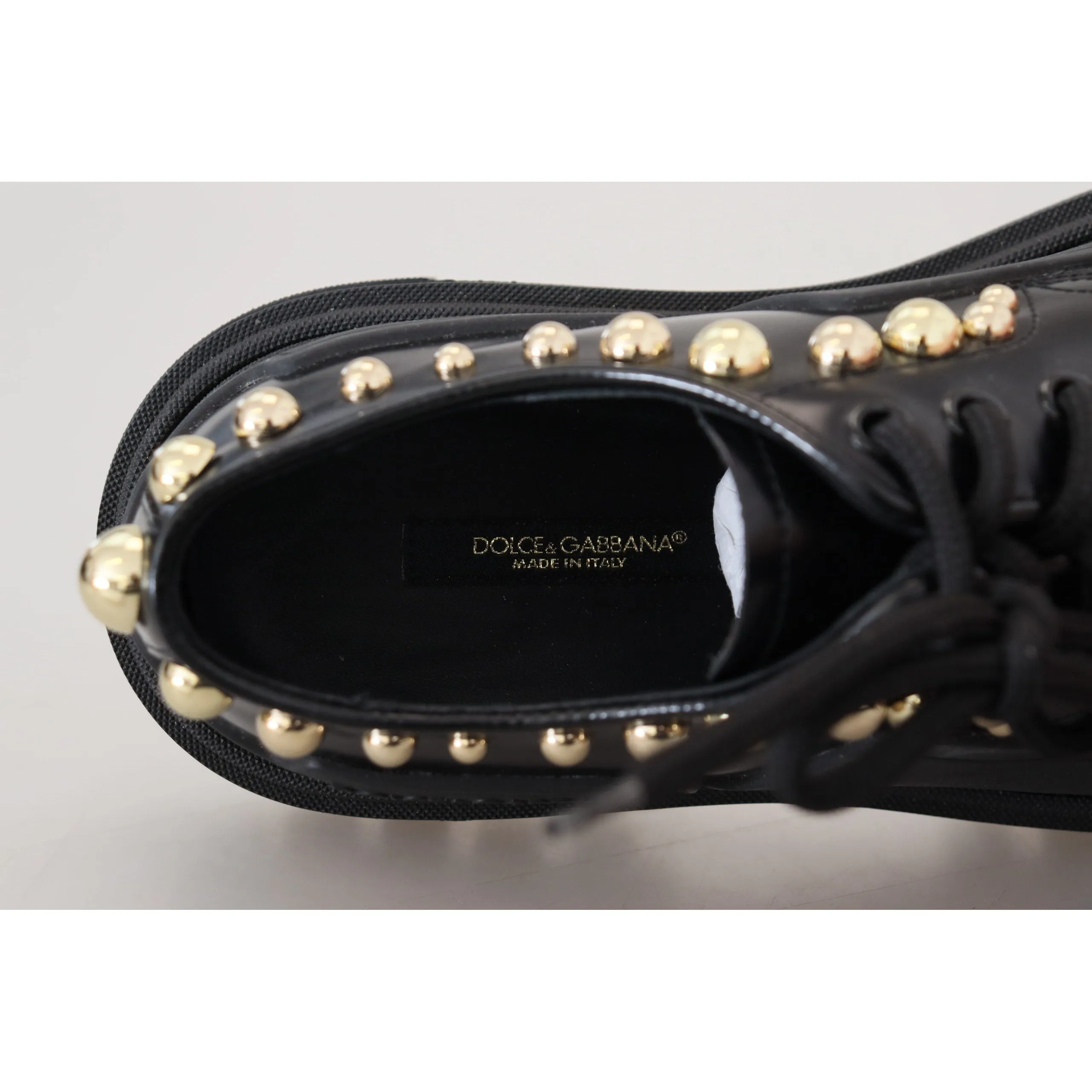 Dolce & Gabbana Timeless Black Leather Derby Flats with Glam Accents