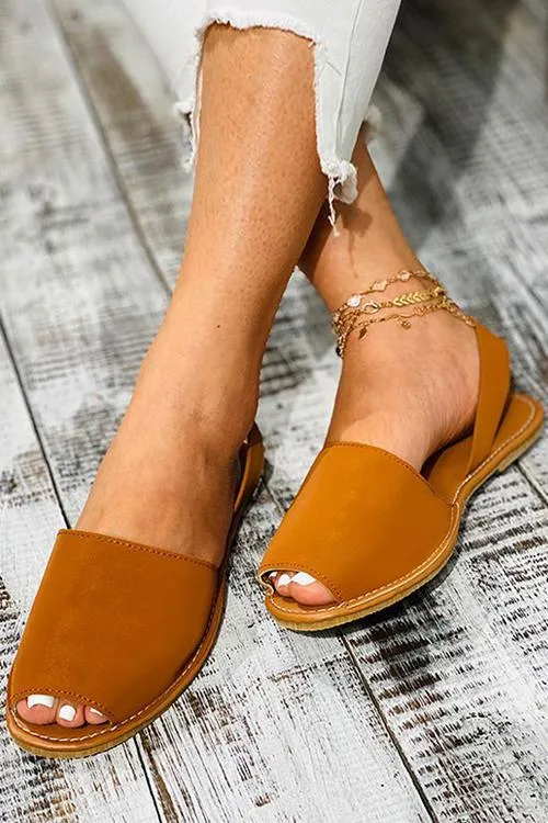 Faux Leather Peep Toe Slingback Sandals