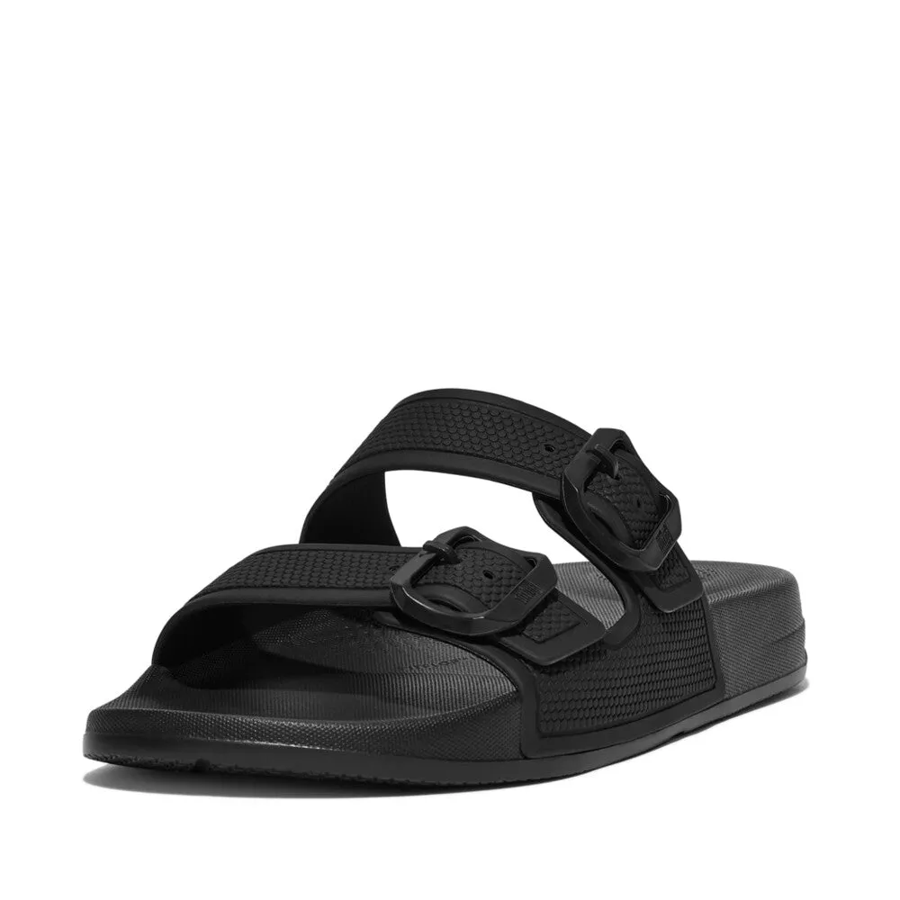 FitFlop iQushion Two Bar Buckle Slides All Black