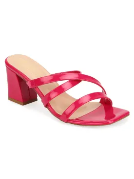 Fuschia Patent Strappy Mules