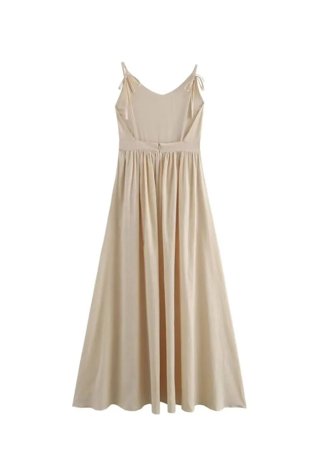 ‘Harper’ Minimalist Linen Backless Tie Dress （3 Colors)