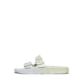 IQUSHION IRIDESCENT TWO-BAR BUCKLE SLIDES