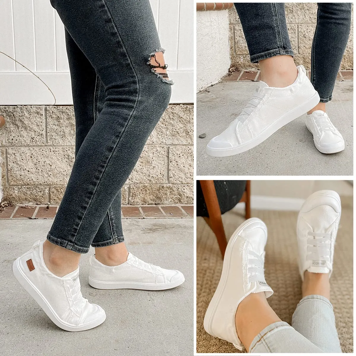 JENN ARDOR Women's Canvas Slip-on Sneakers: Comfortable Casual