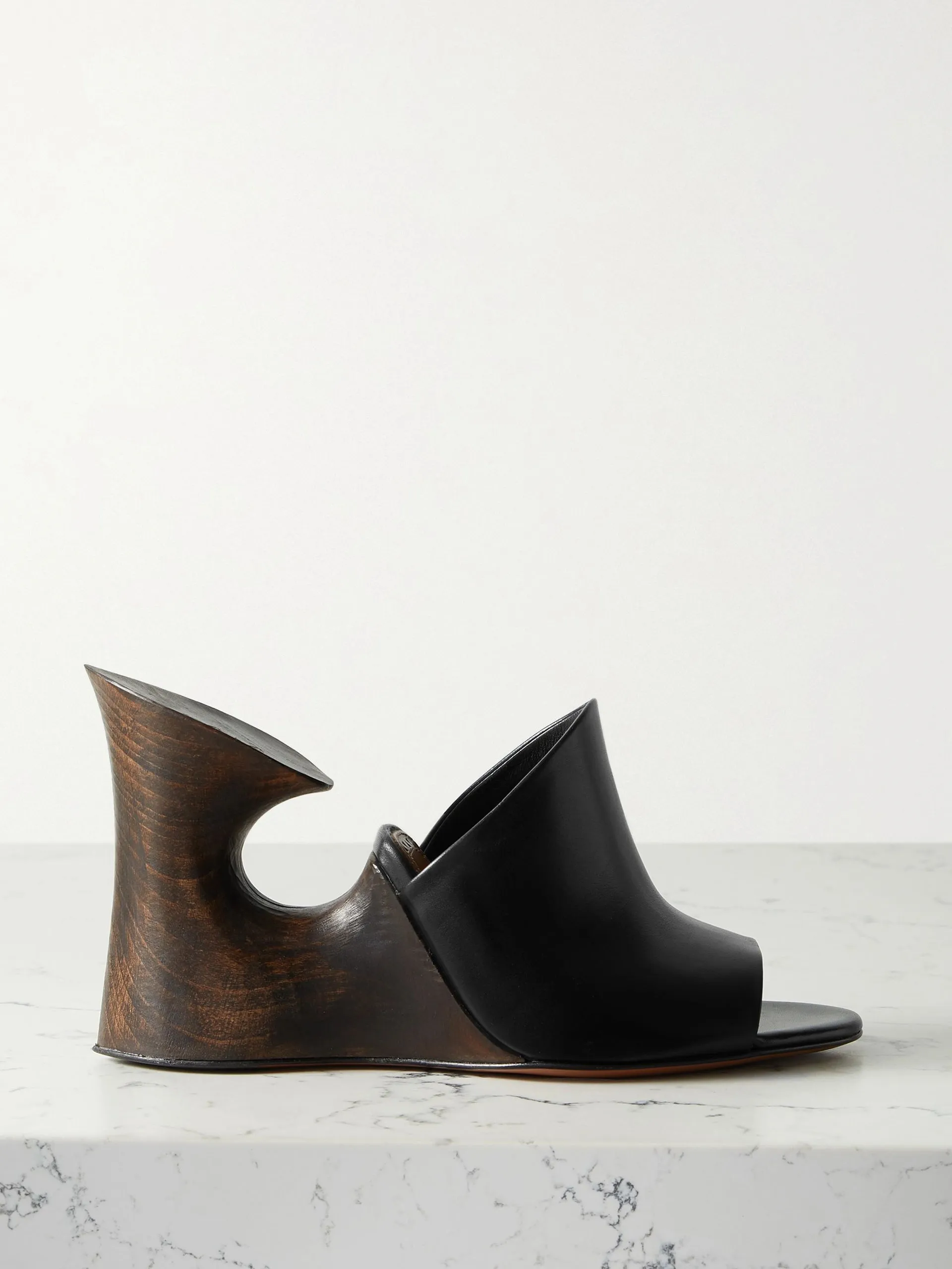 La Sculpture patent leather wedged mules