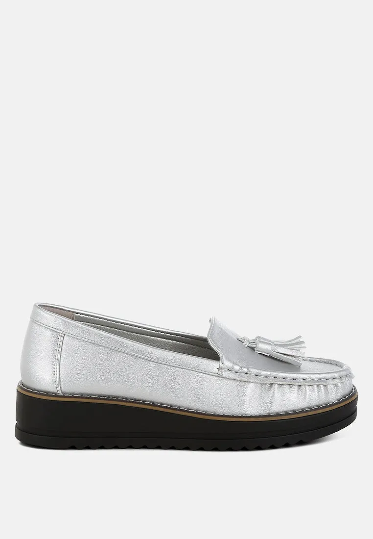 Larana Metallic Tassel Detail Loafers