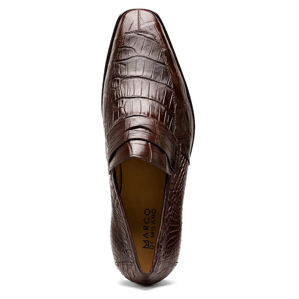 Marco Di Milano Matteo Brown Alligator Penny Loafers