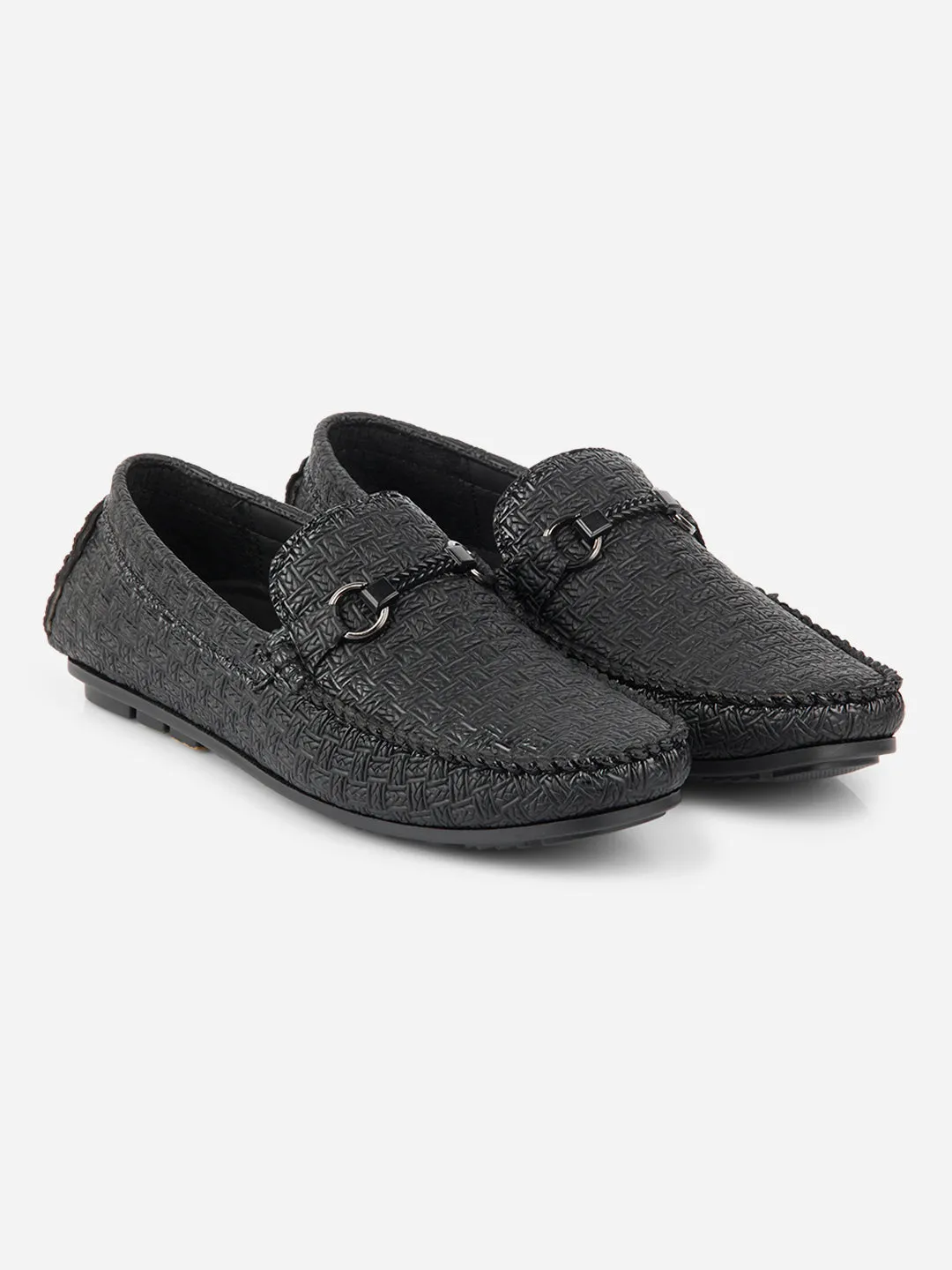 Men's Black Saddle Trim Loafer (IX4104)