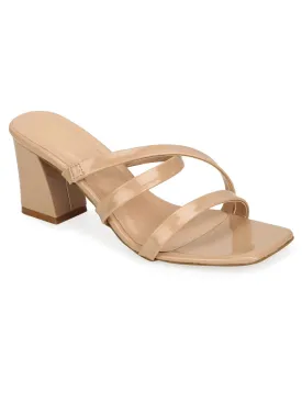 Nude Patent Strappy Mules