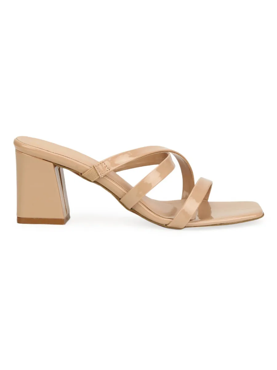 Nude Patent Strappy Mules