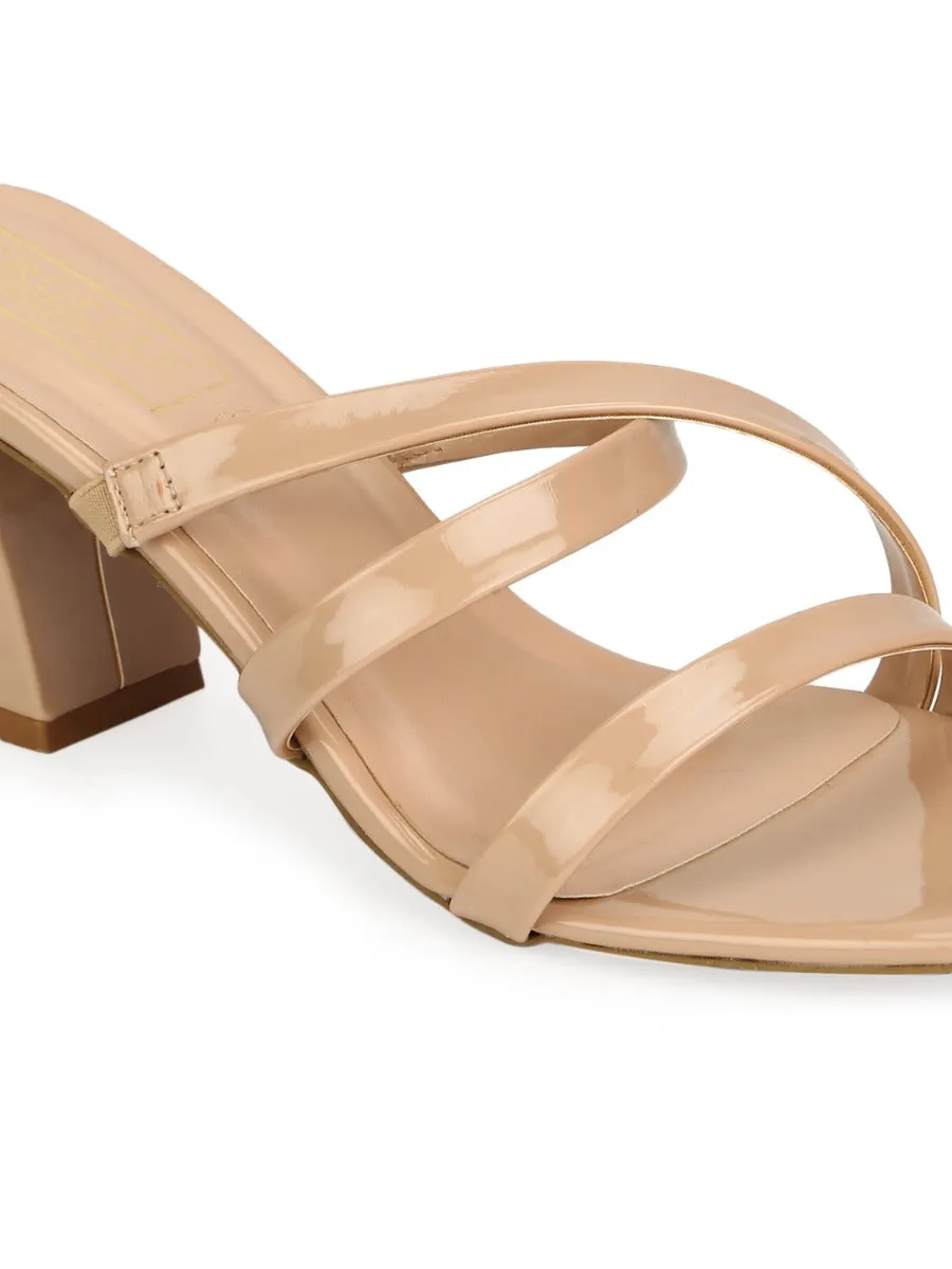 Nude Patent Strappy Mules