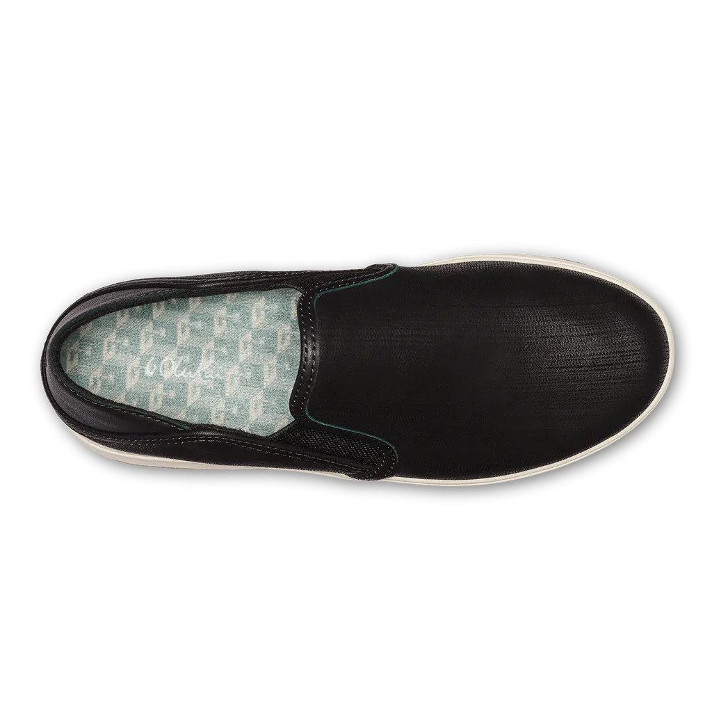 Olukai Women's Ki'ihele 'Ili Leather Slip On Shoe - Black/Black 20471-4040