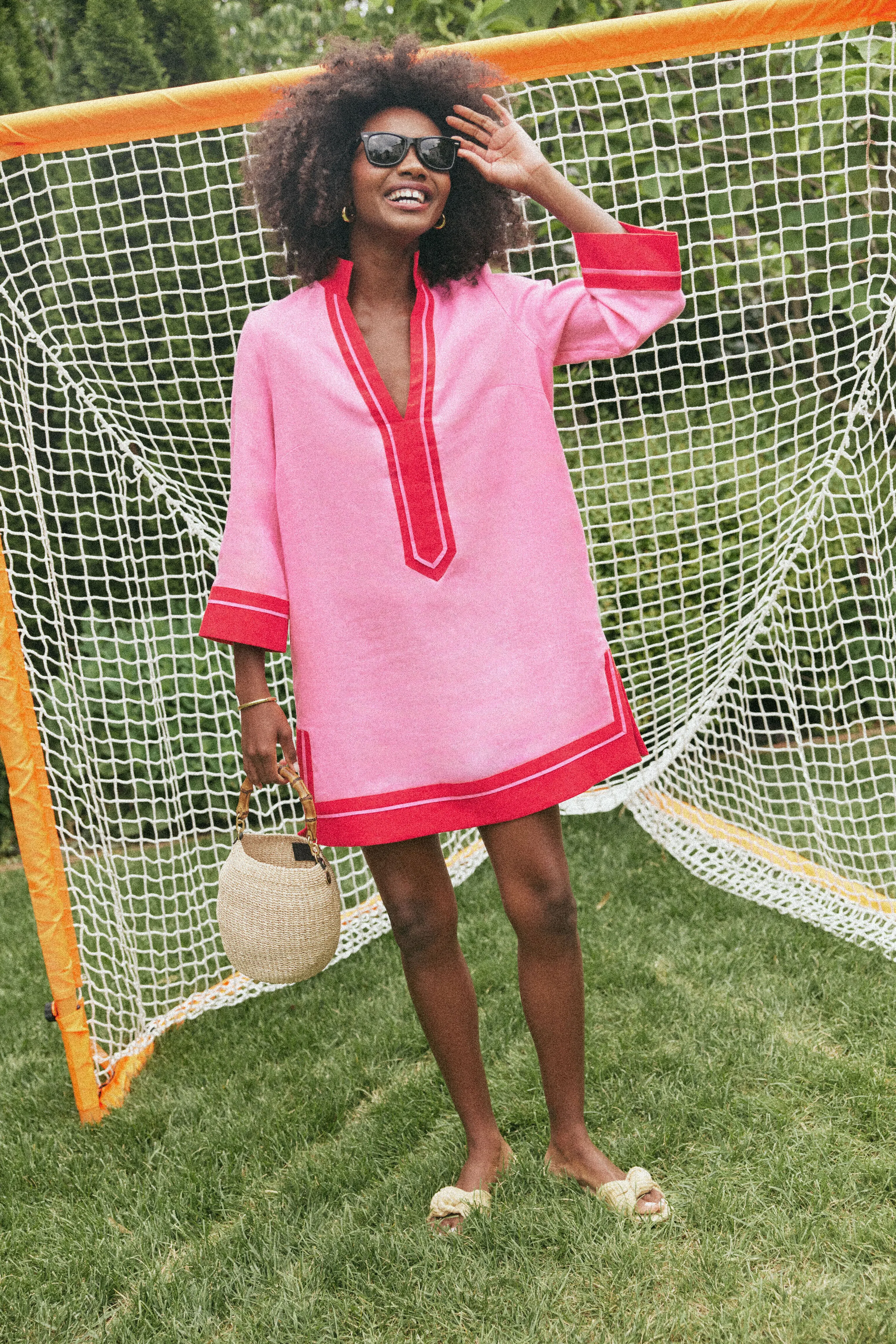 Pink and Poppy Red Collins Caftan