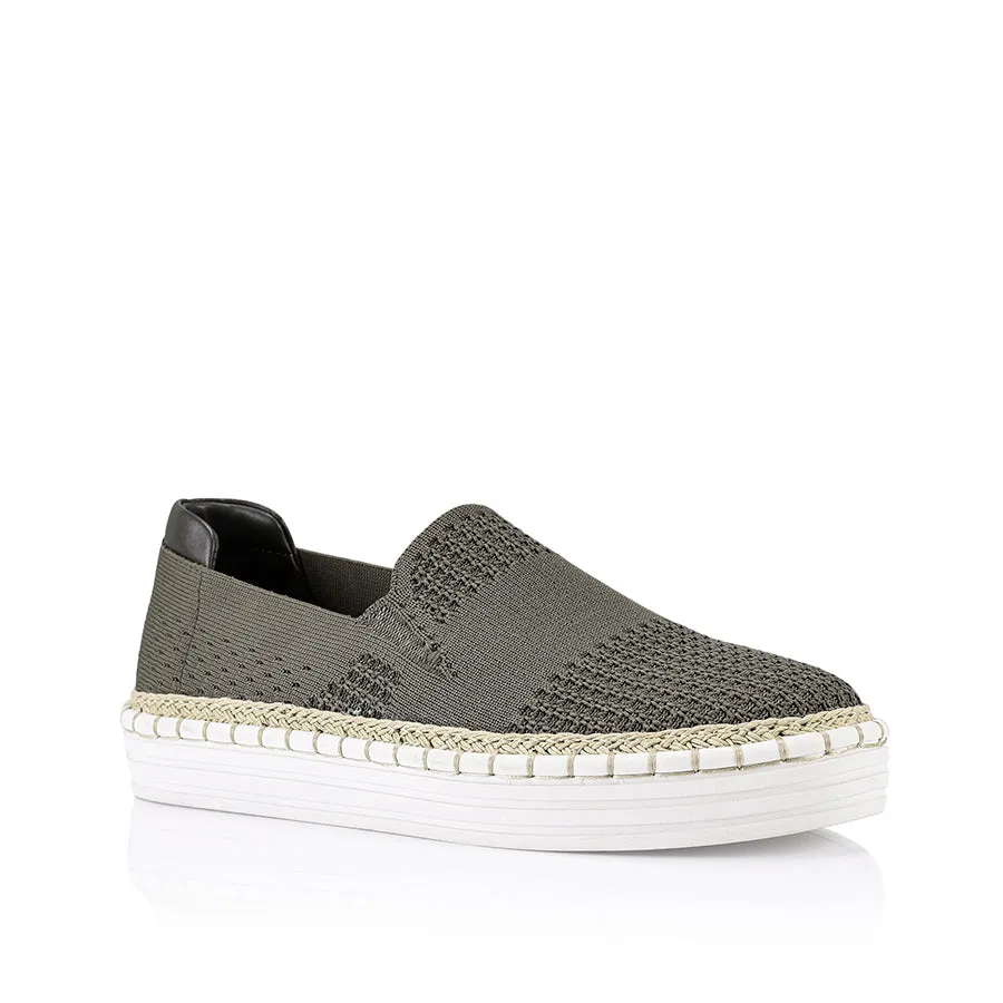 Queen Slip On Sneakers - Khaki Knit