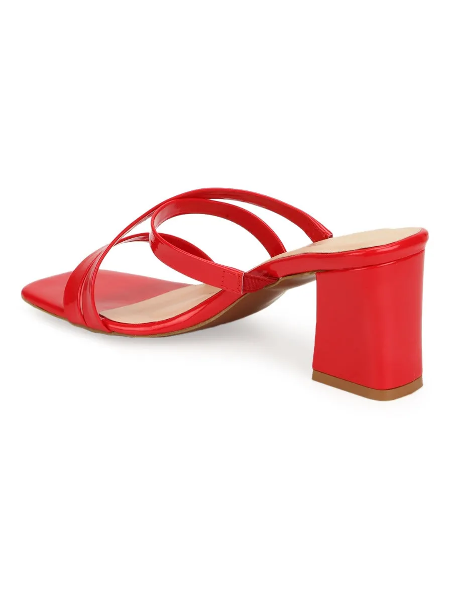 Red Patent Strappy Mules