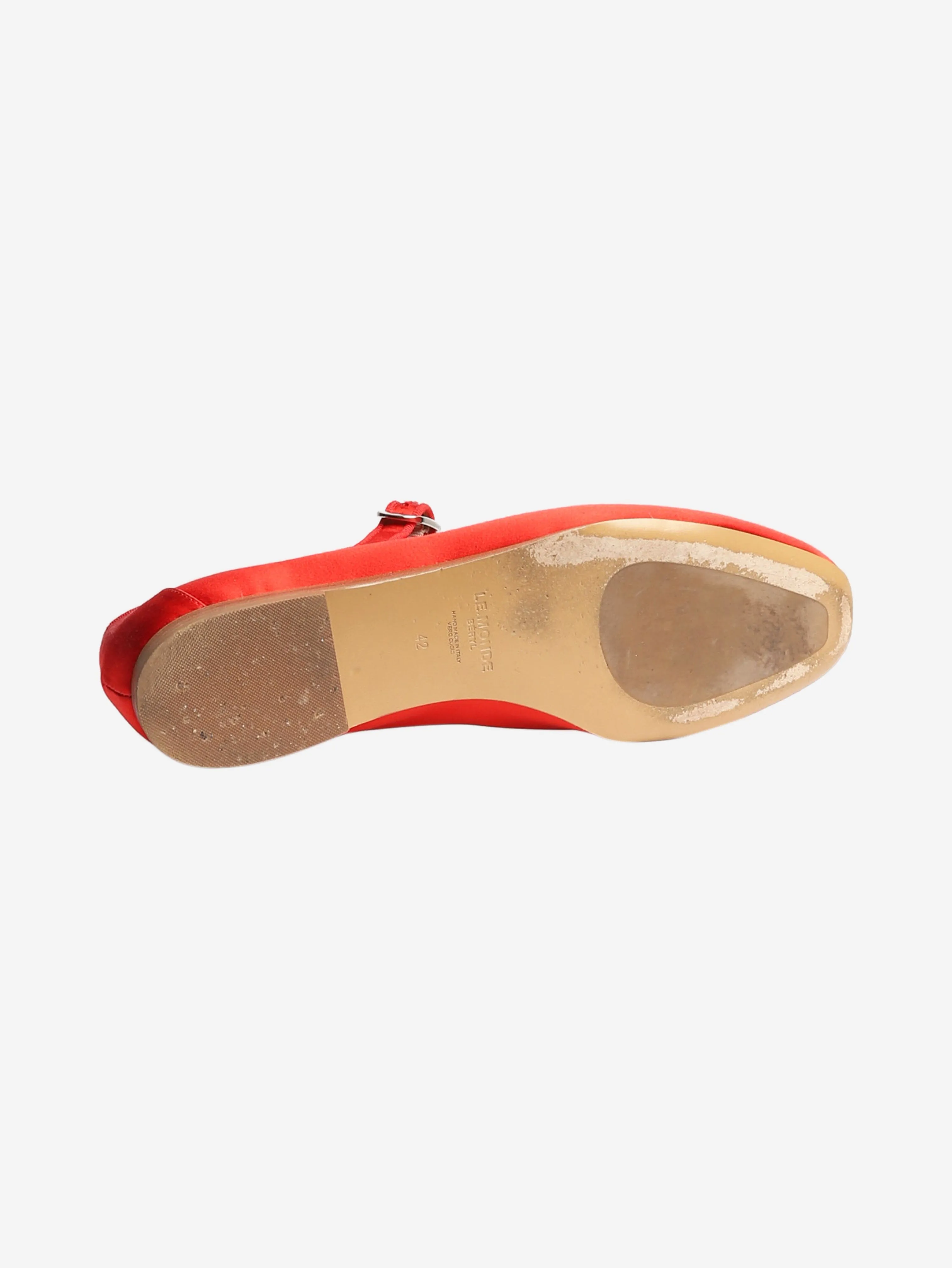 Red satin Mary Jane ballet flats - size EU 42