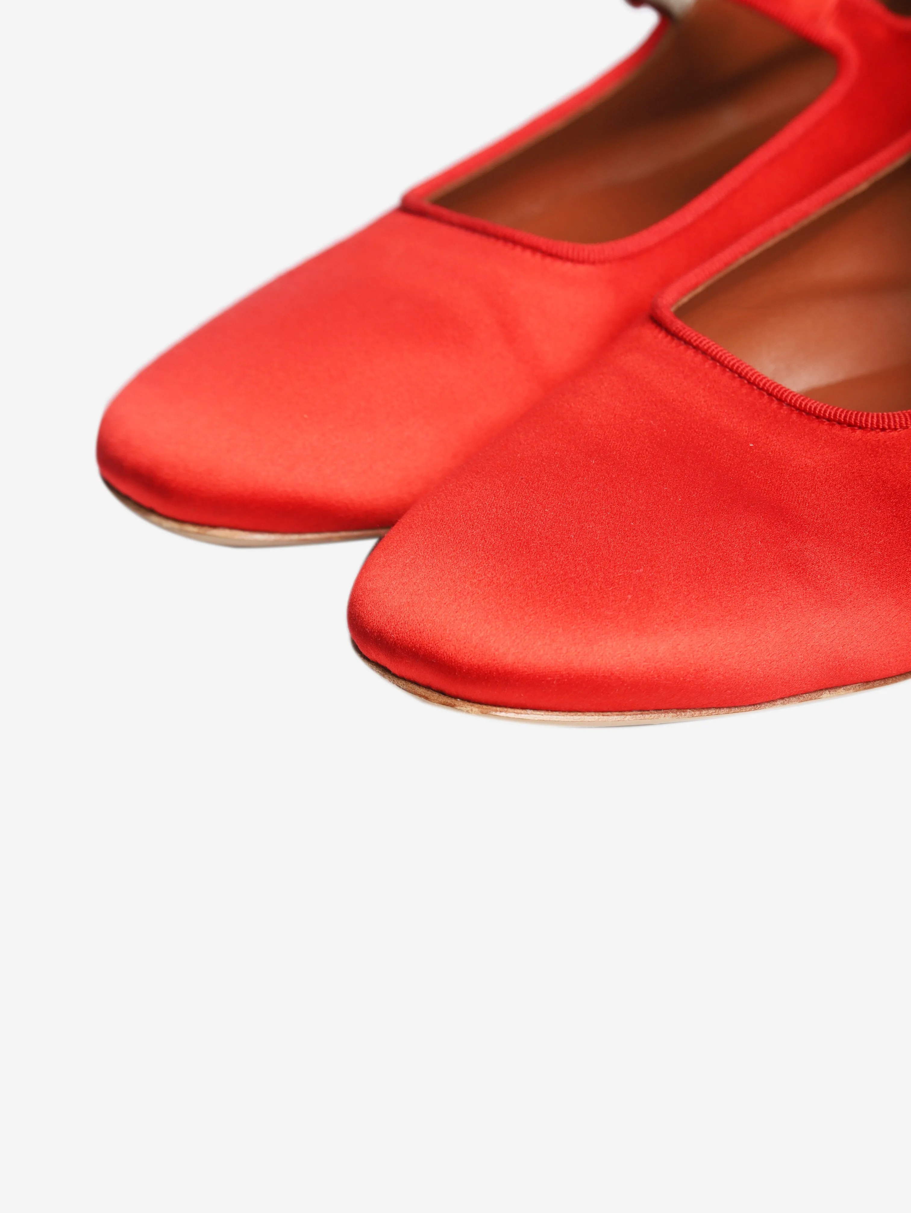 Red satin Mary Jane ballet flats - size EU 42