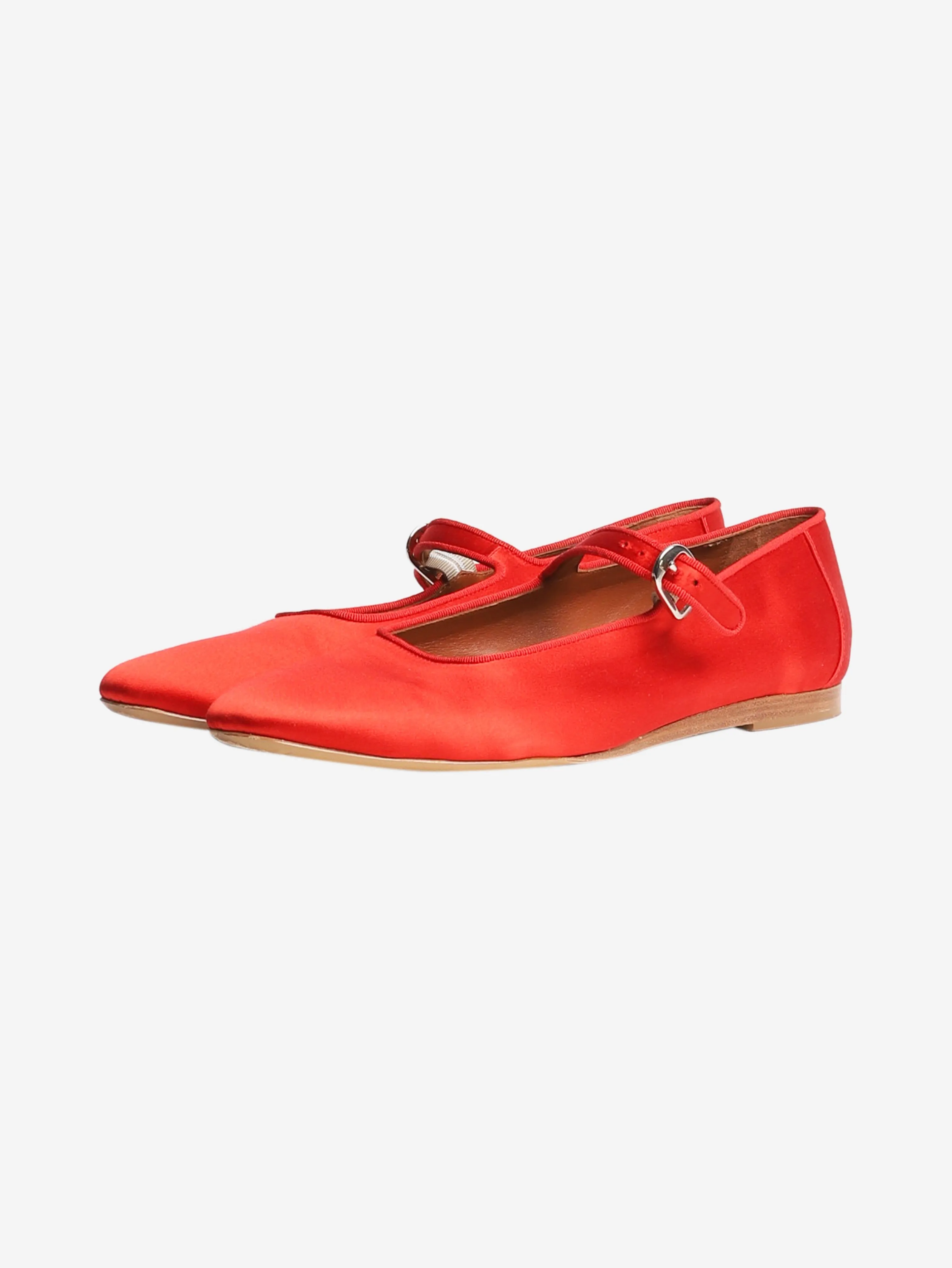 Red satin Mary Jane ballet flats - size EU 42