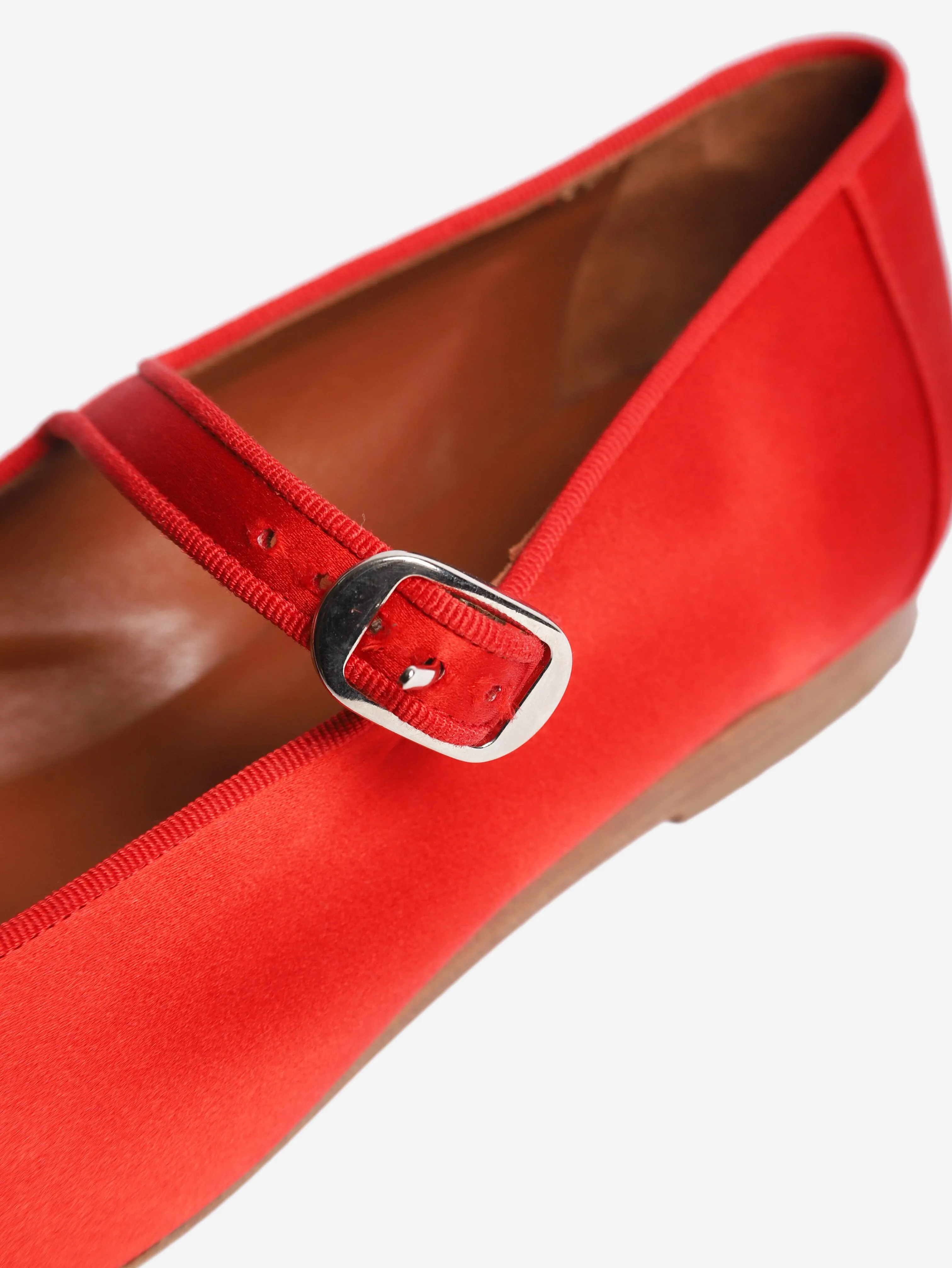 Red satin Mary Jane ballet flats - size EU 42