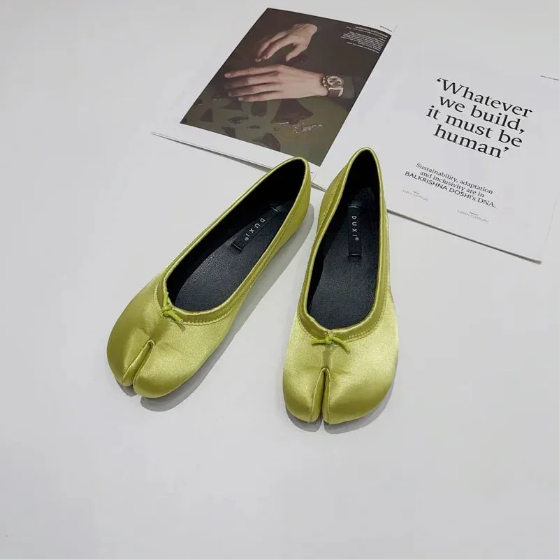 Sohiwoo 2024 Spring/Autumn Flats Mary Jane Shoes Women's Shoes  Senior Silk Satin Ballet Flats Women Shoes Blue Black Green Pink