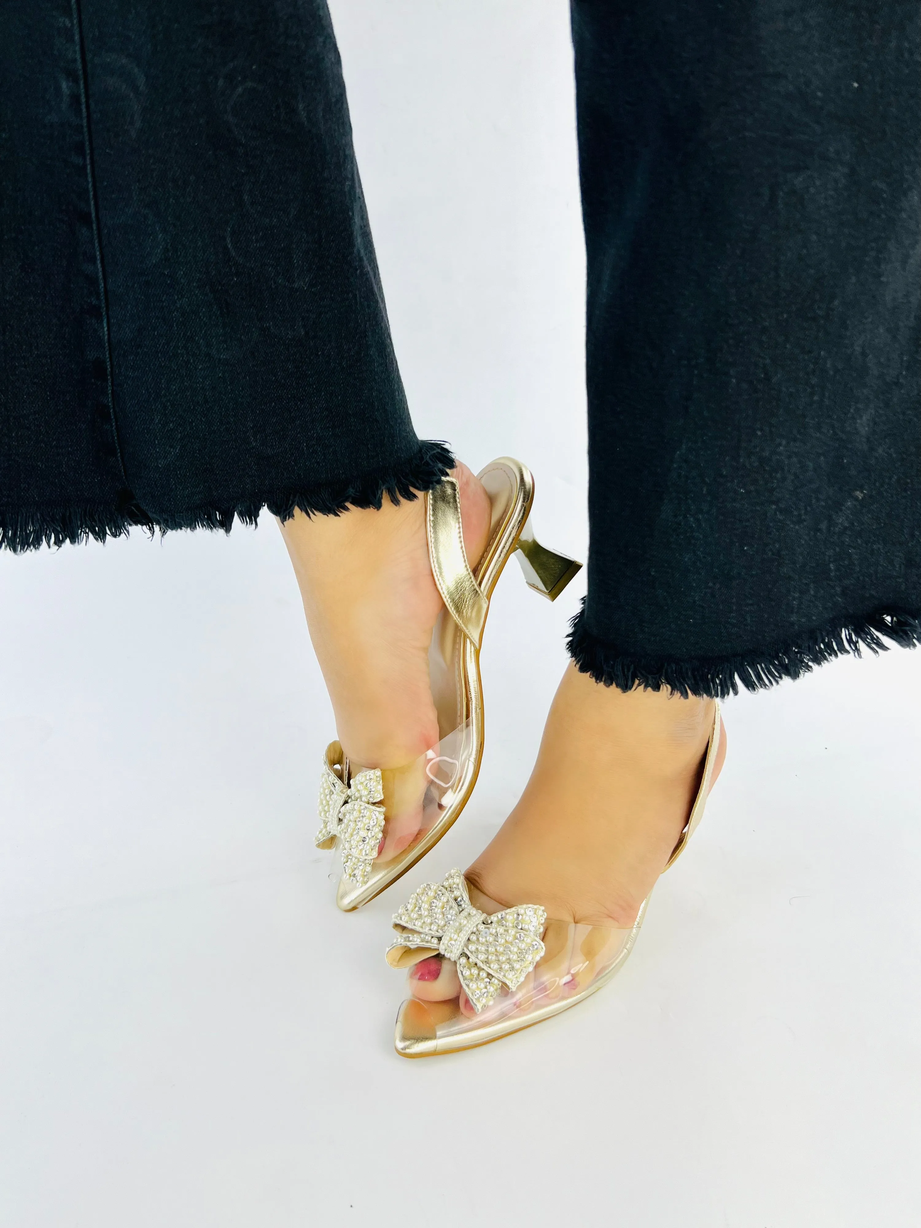 Spunkz Cinderella Gold Bow Tie Heel