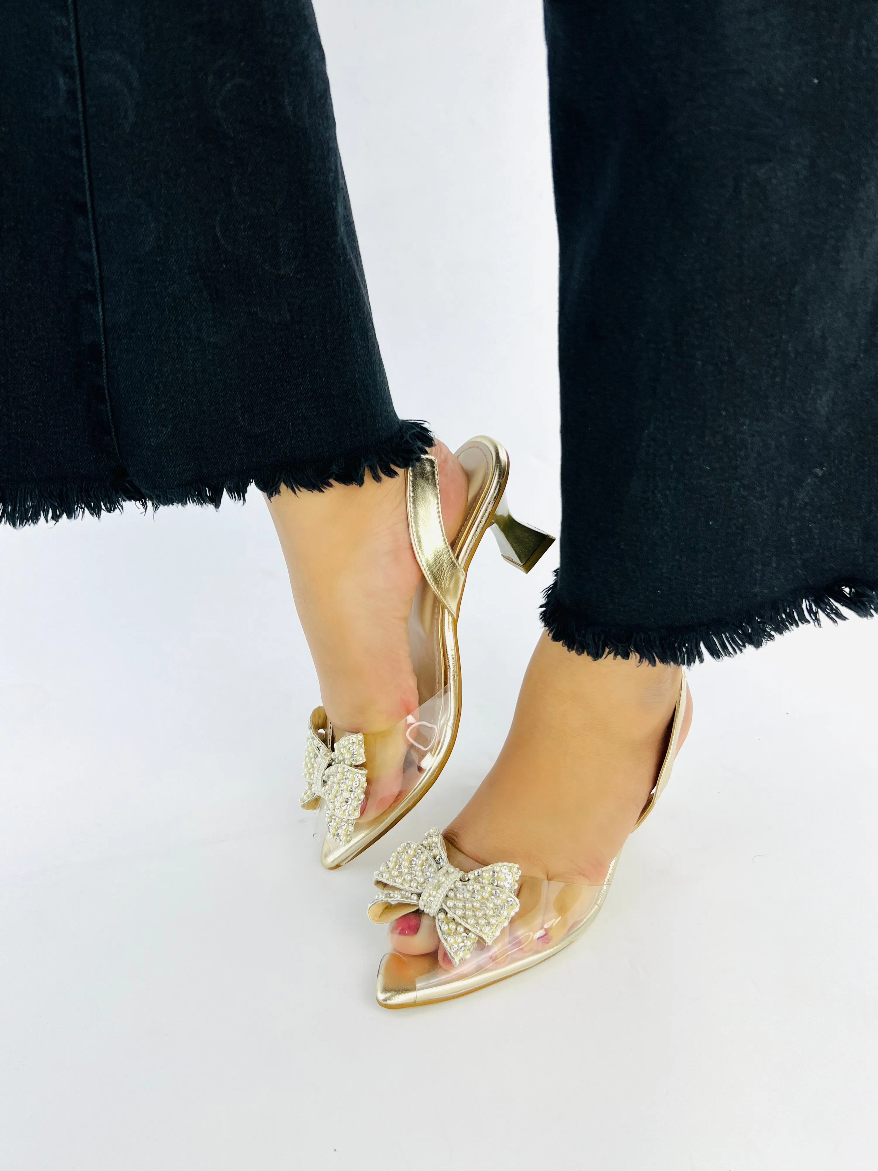 Spunkz Cinderella Gold Bow Tie Heel