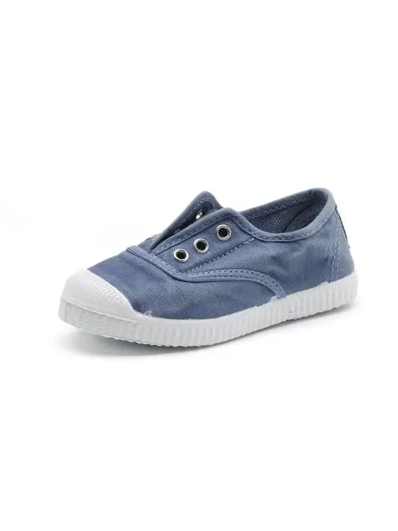 Washed denim slip on