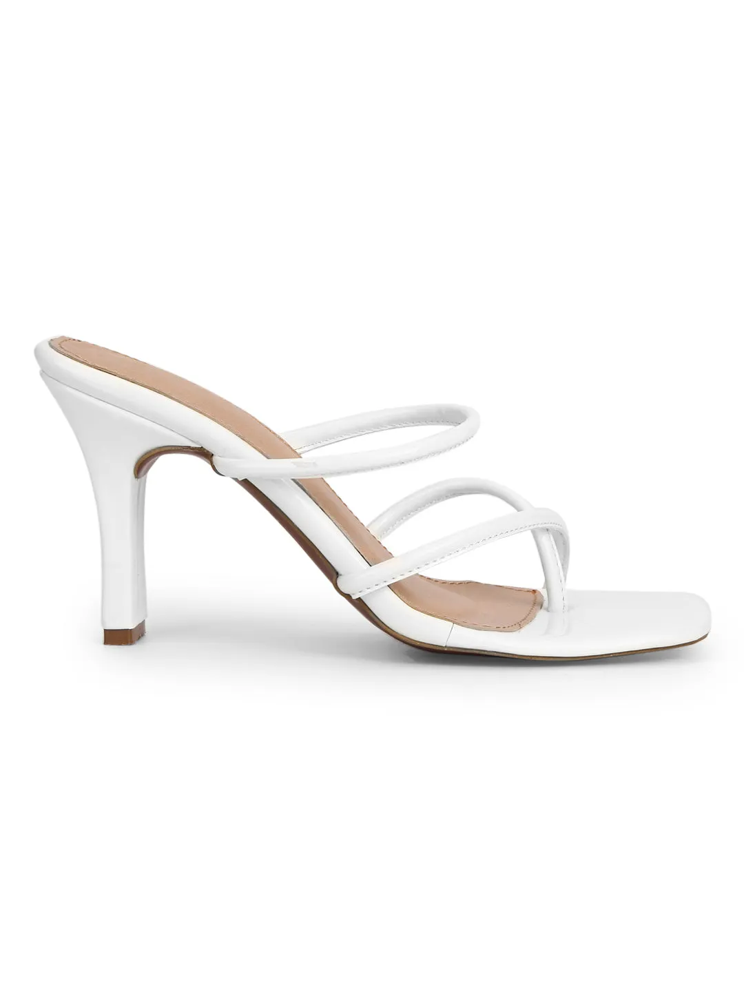 White Patent Glossy High Heel Mules