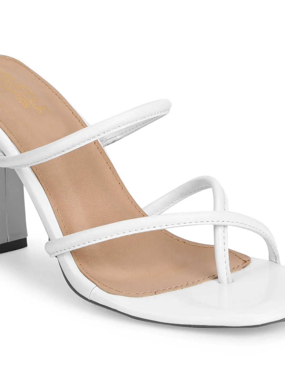 White Patent Glossy High Heel Mules