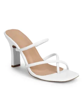 White Patent Glossy High Heel Mules