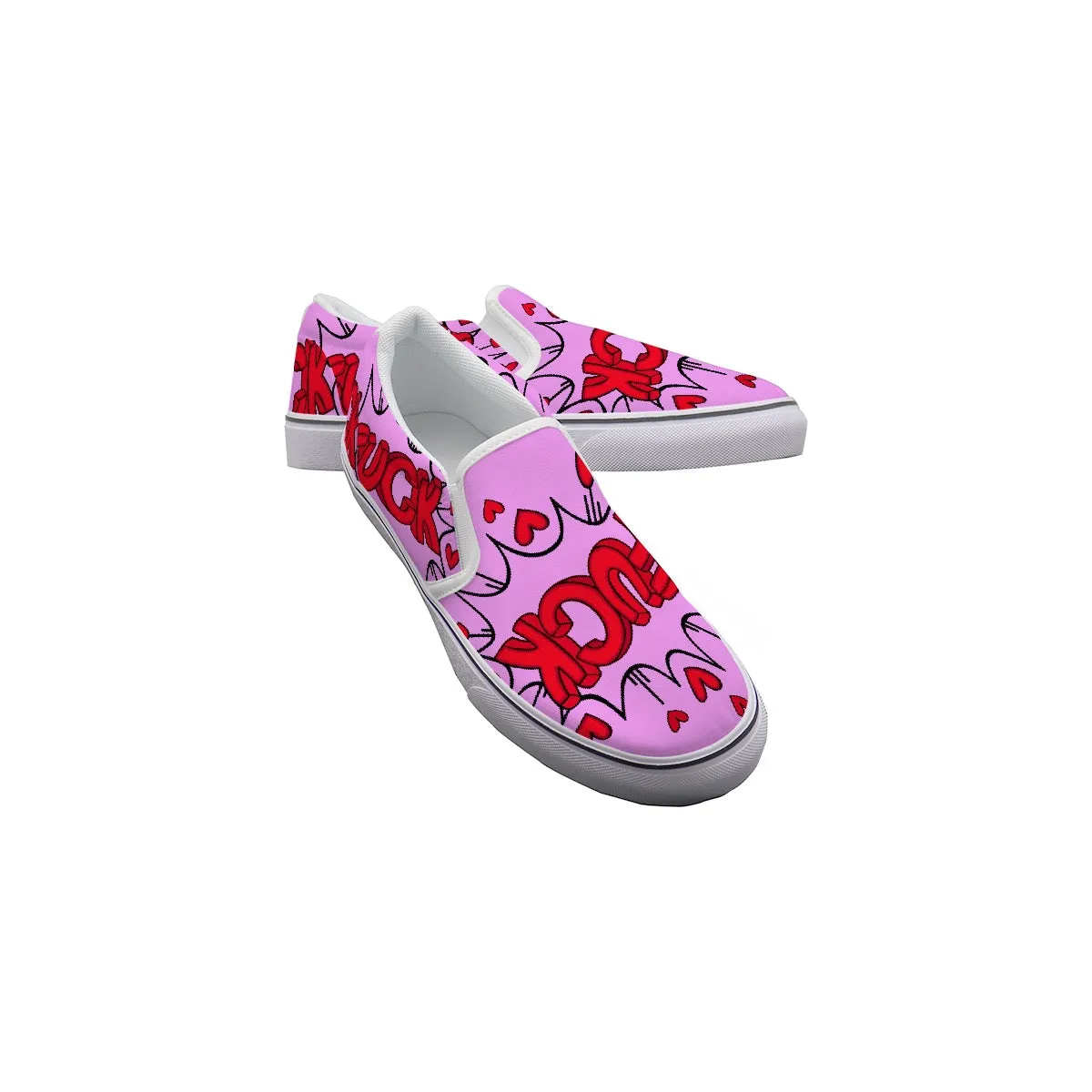 Women's Slip On Sneakers pink heart **ck print