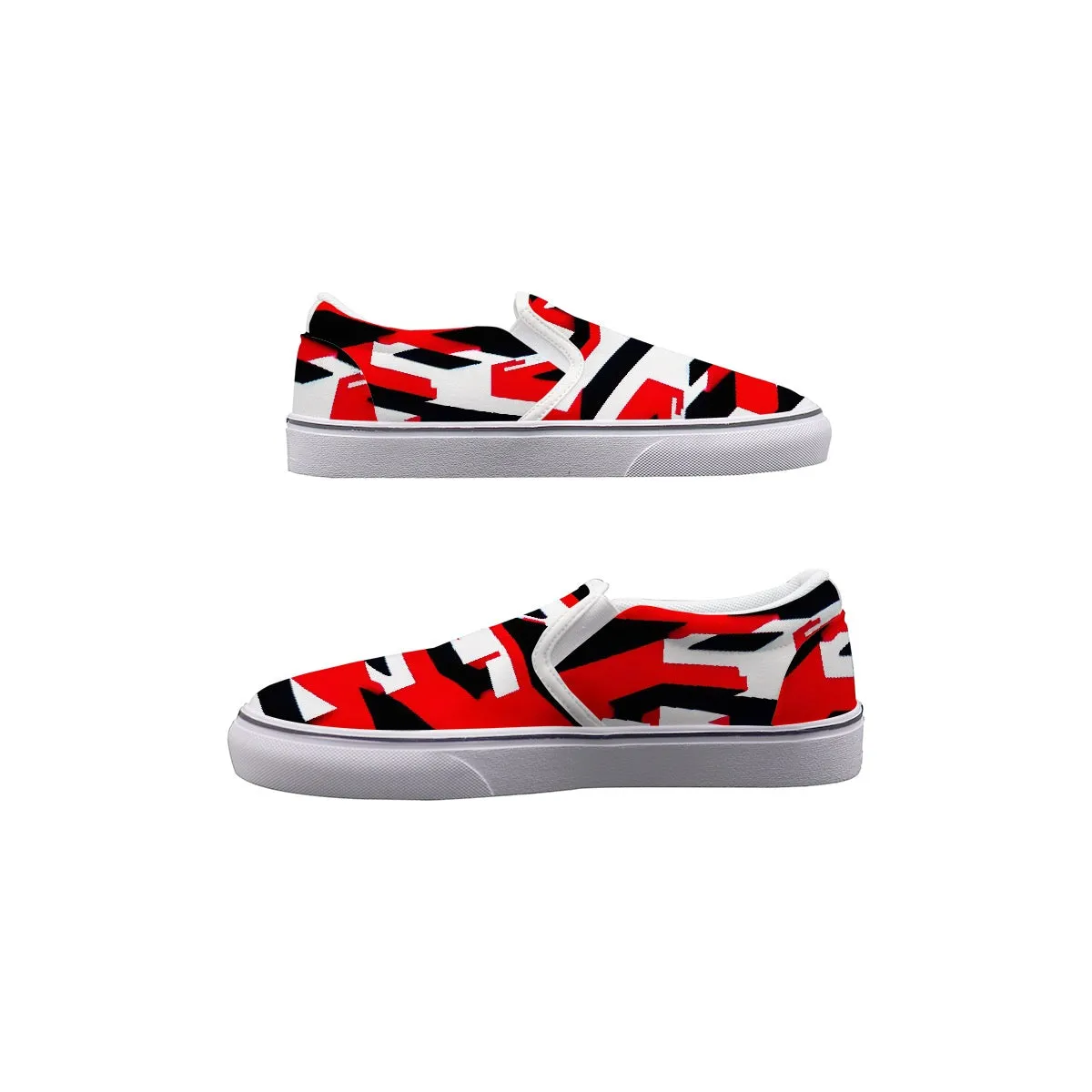 Women's Slip On Sneakers SS 16 red black and white print